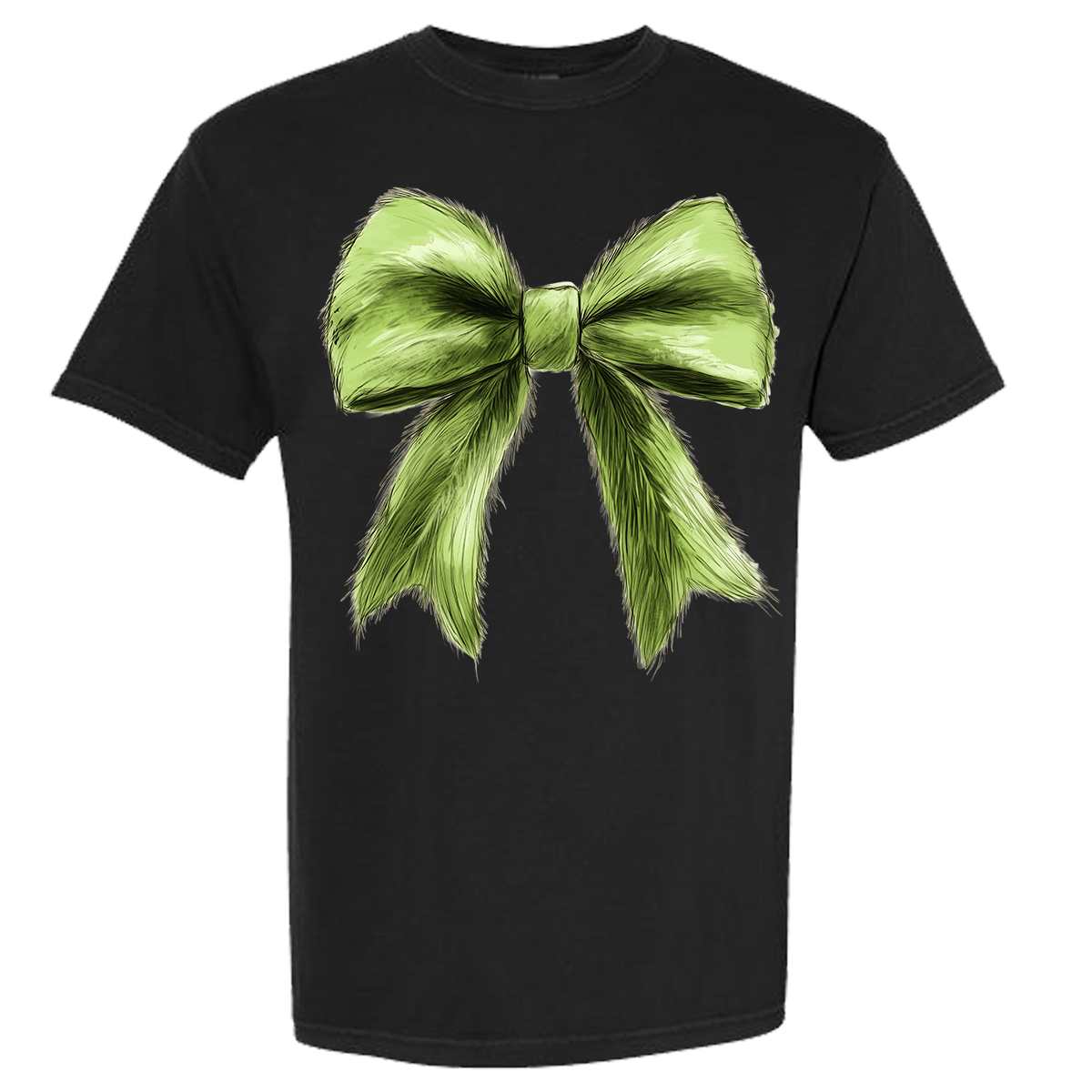 Green Christmas Bow Comfort Color Tee