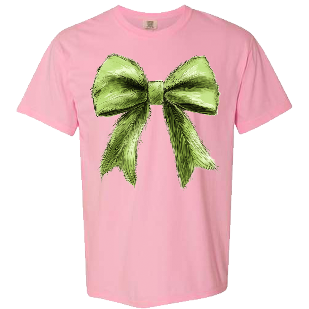 Green Christmas Bow Comfort Color Tee