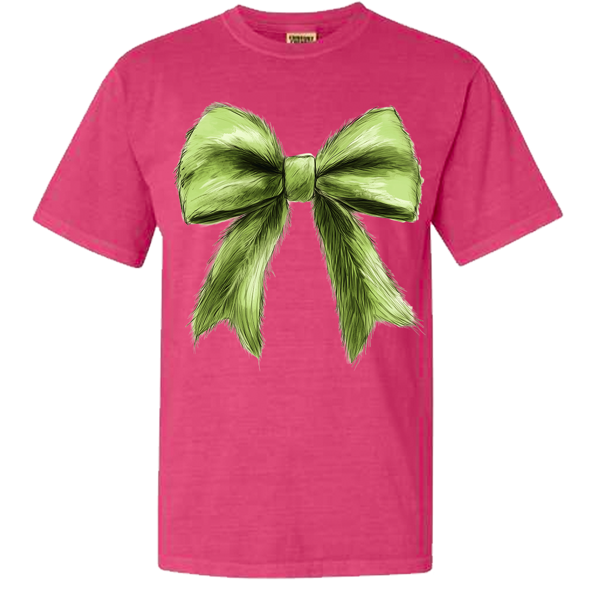 Green Christmas Bow Comfort Color Tee