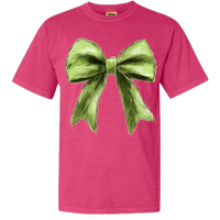 Green Christmas Bow Comfort Color Tee