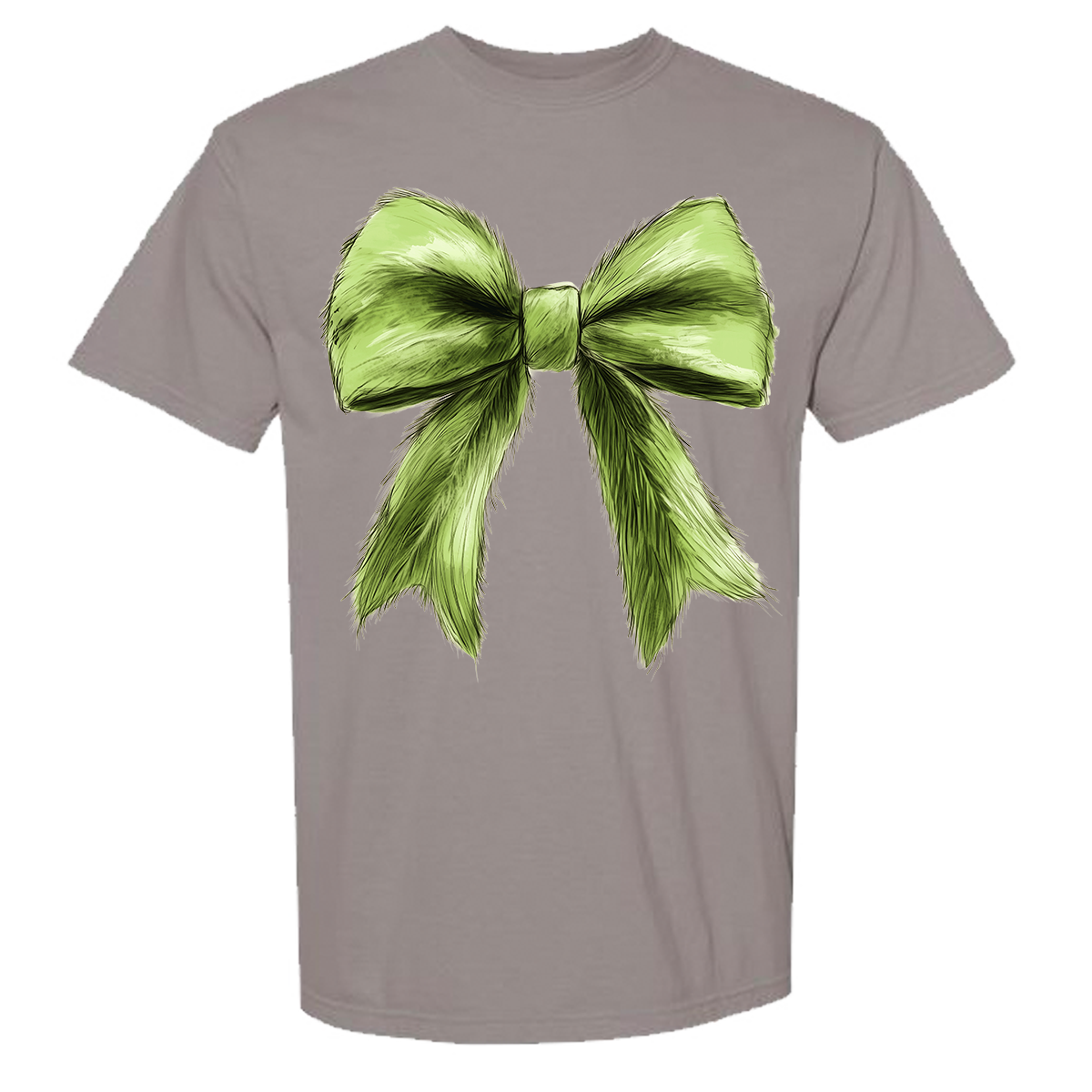 Green Christmas Bow Comfort Color Tee