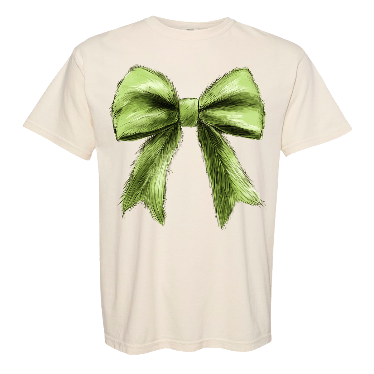 Green Christmas Bow Comfort Color Tee