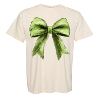 Green Christmas Bow Comfort Color Tee