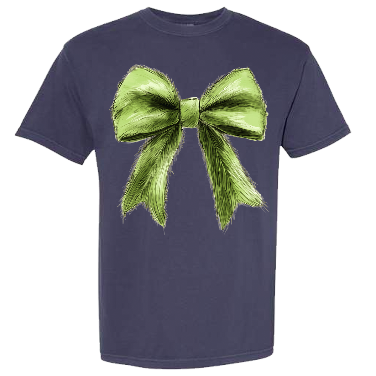 Green Christmas Bow Comfort Color Tee