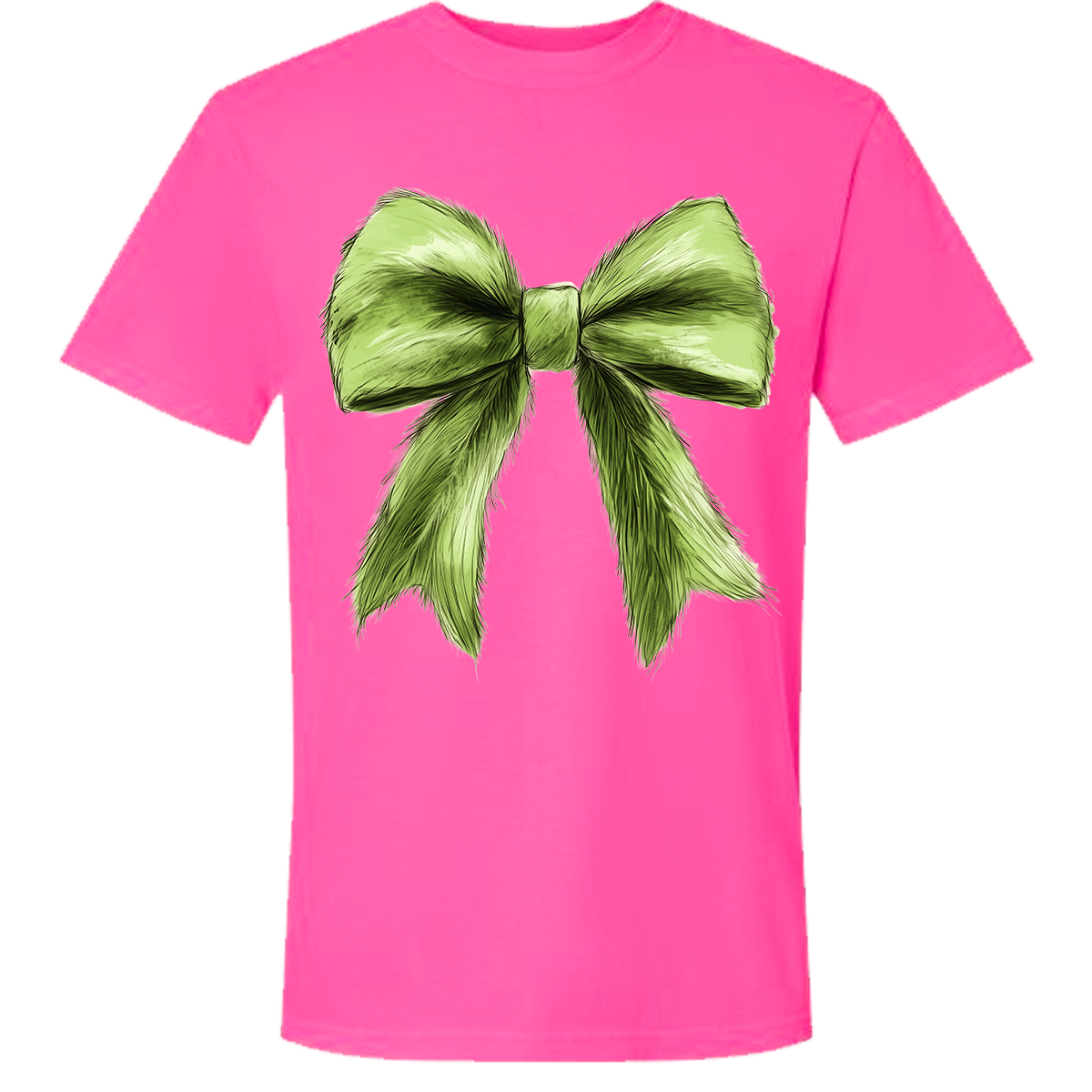 Green Christmas Bow Comfort Color Tee