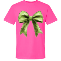 Green Christmas Bow Comfort Color Tee