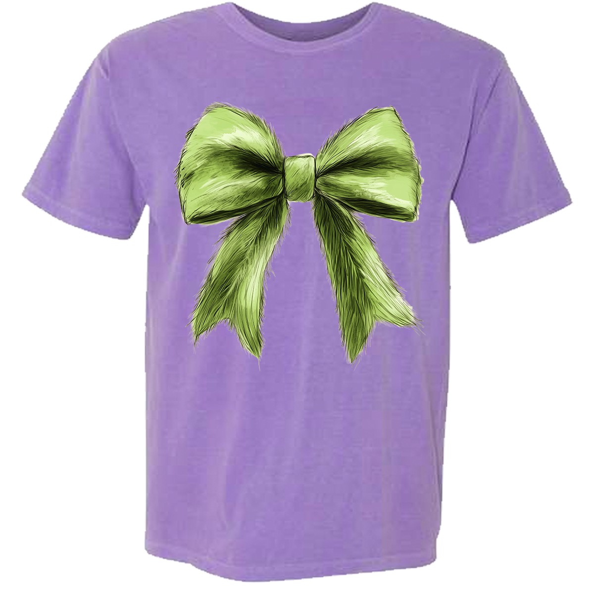 Green Christmas Bow Comfort Color Tee