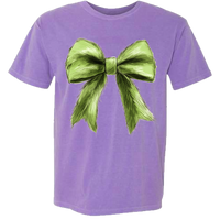 Green Christmas Bow Comfort Color Tee