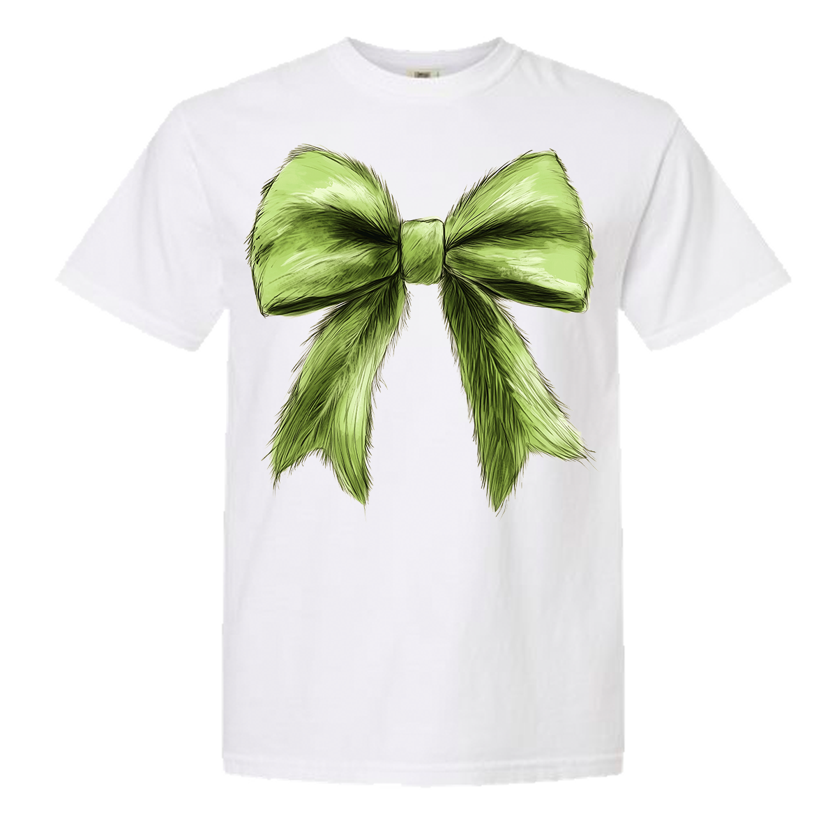 Green Christmas Bow Comfort Color Tee