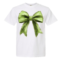 Green Christmas Bow Comfort Color Tee