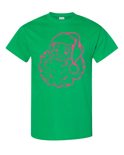 Santa Puff Tee - Green / Pink Design