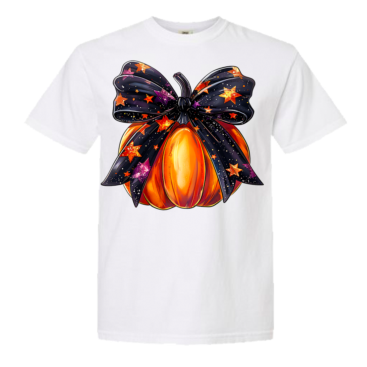 Halloween Pumpkin Bow Comfort Color Tee