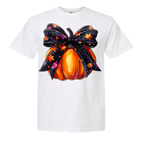 Halloween Pumpkin Bow Comfort Color Tee