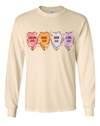 Bible Verse Heart Candy Flower Tee - Sand