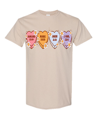 Bible Verse Heart Candy Flower Tee - Sand