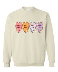 Bible Verse Heart Candy Flower Tee - Sand