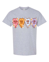 Bible Verse Heart Candy Flower Tee - Sport Grey