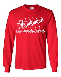 Here Comes Santa Paws Tee - Red