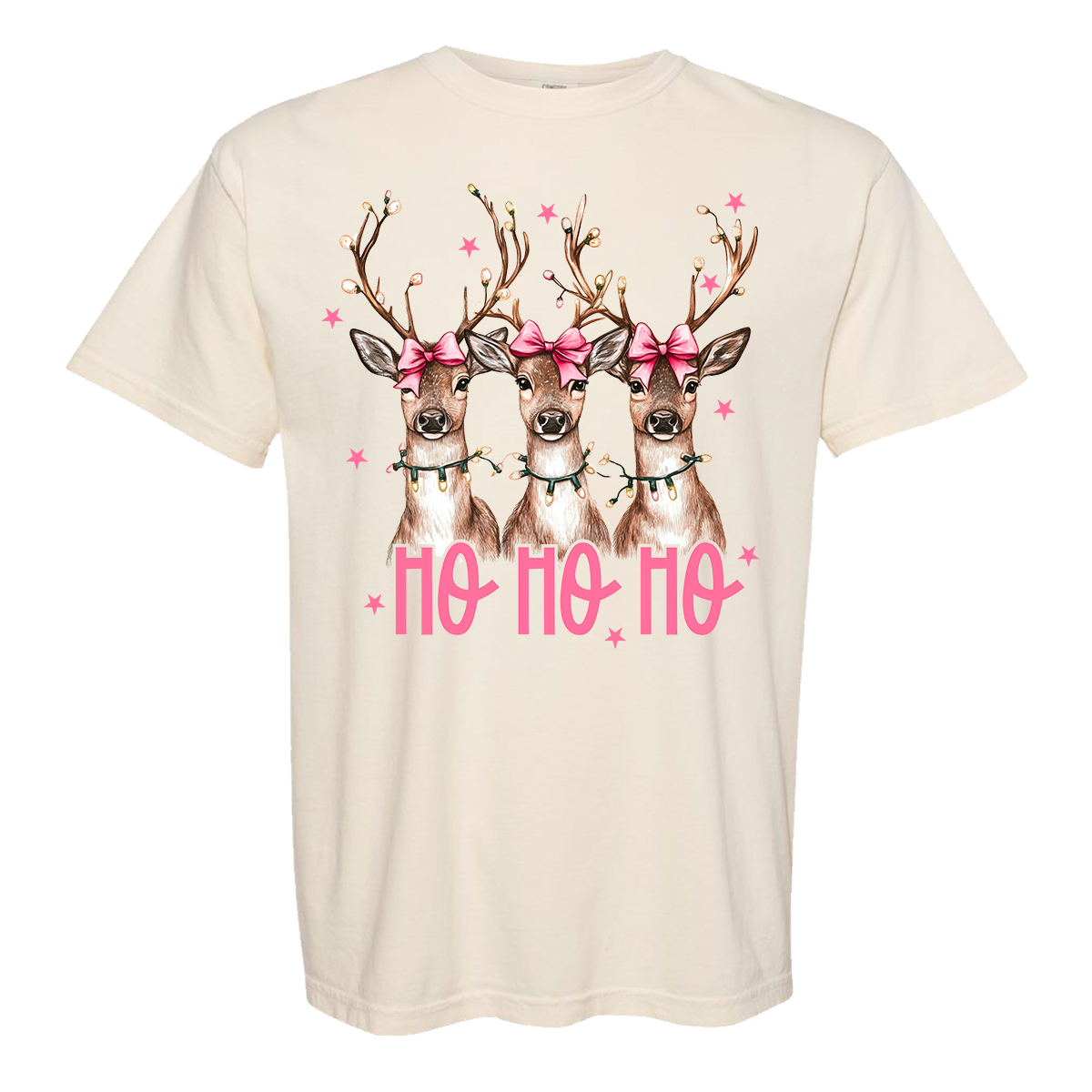 Reindeer Ho Ho Ho Comfort Color Tee