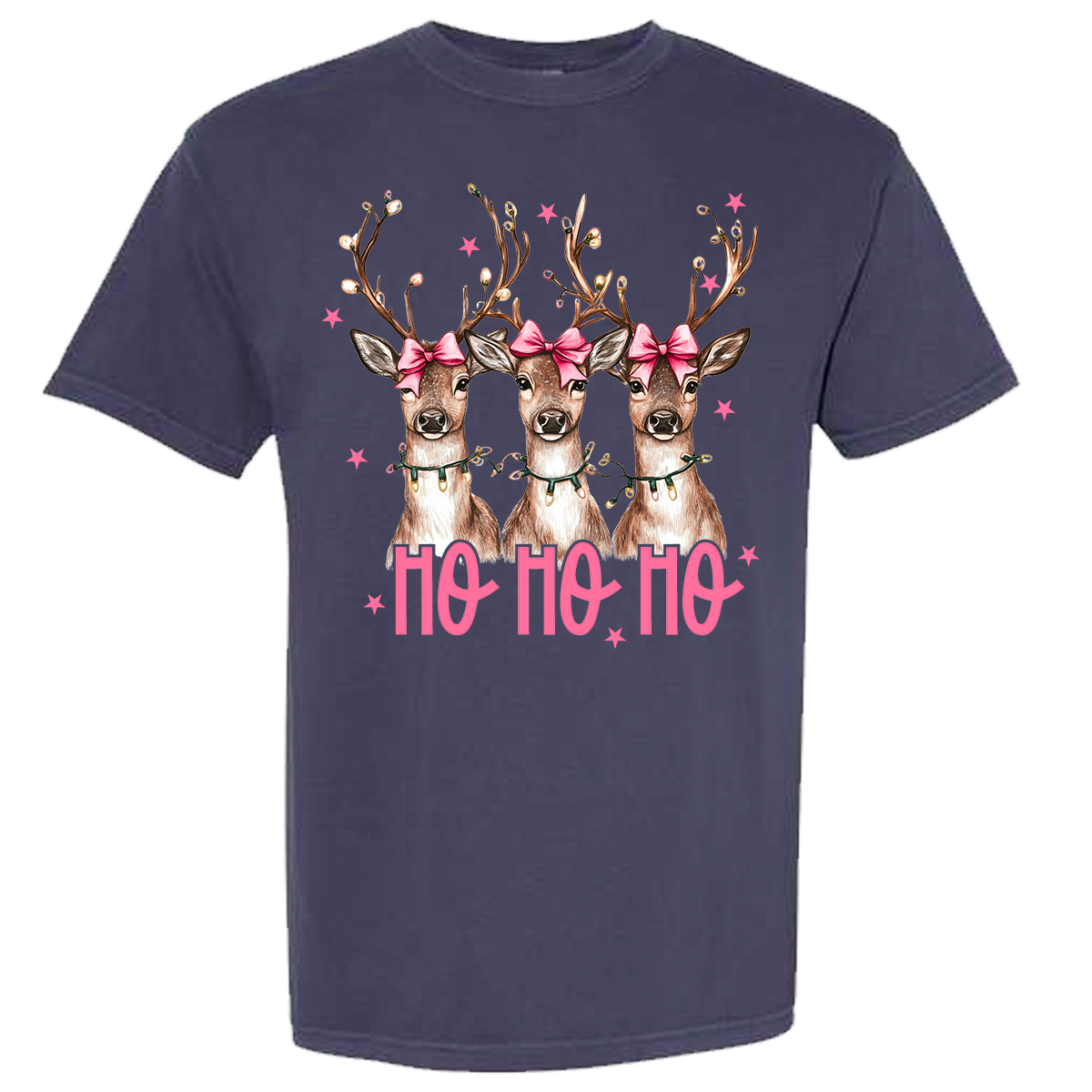 Reindeer Ho Ho Ho Comfort Color Tee