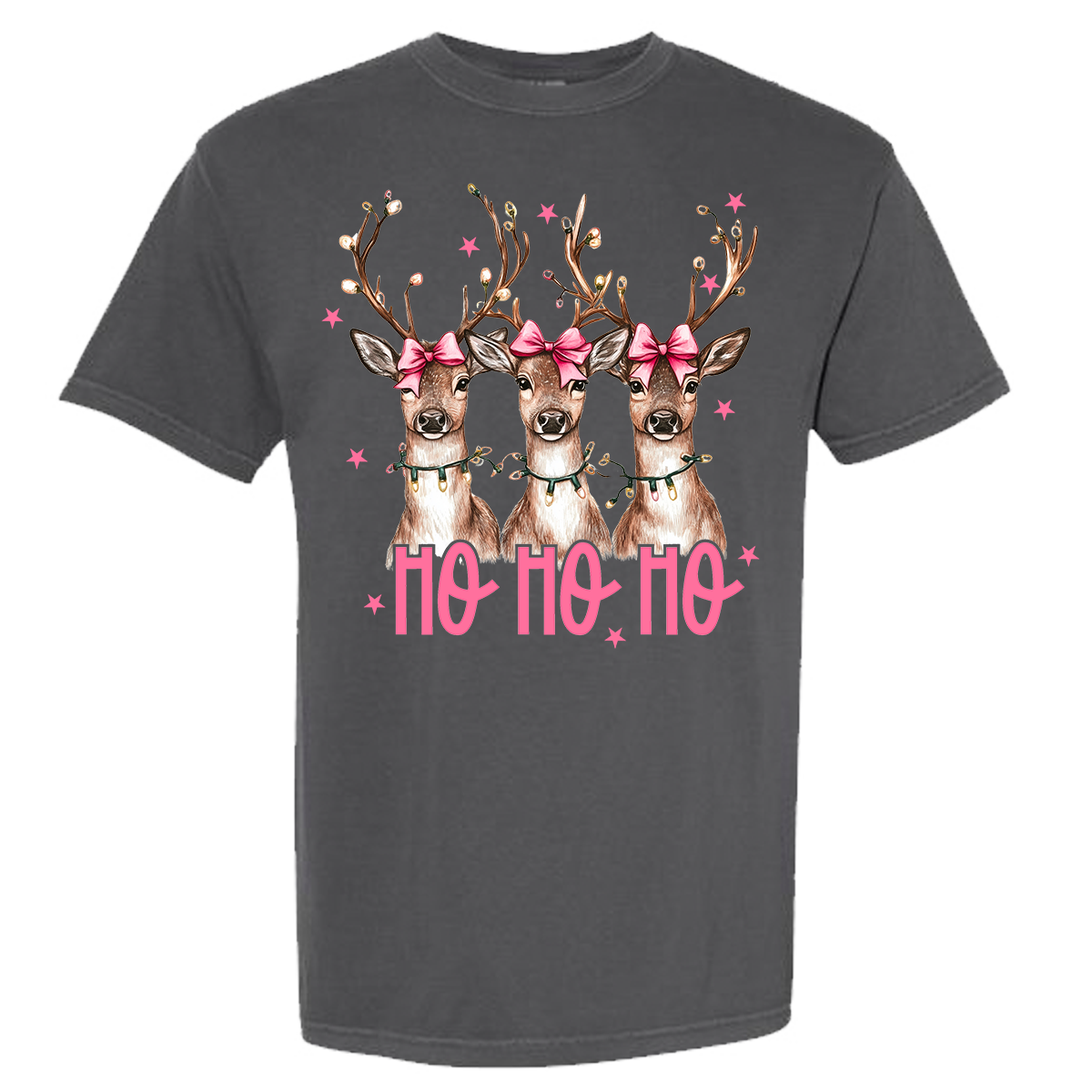 Reindeer Ho Ho Ho Comfort Color Tee