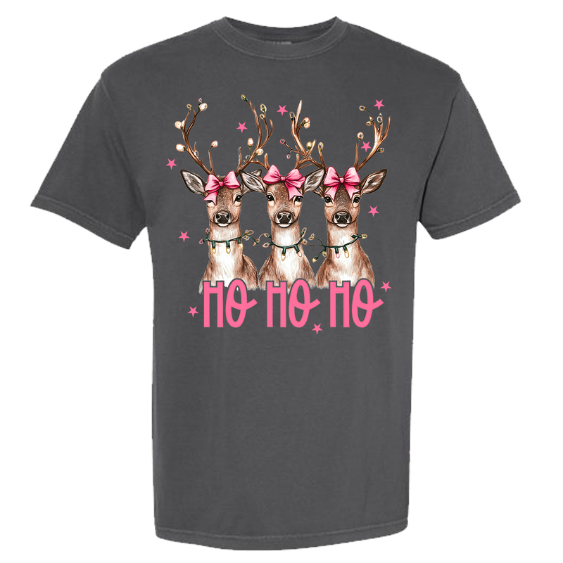 Reindeer Ho Ho Ho Comfort Color Tee