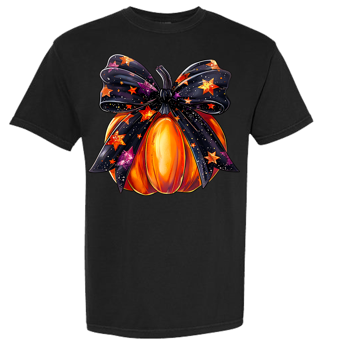 Halloween Pumpkin Bow Comfort Color Tee