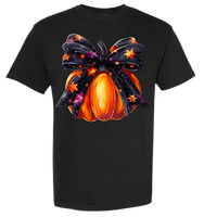 Halloween Pumpkin Bow Comfort Color Tee