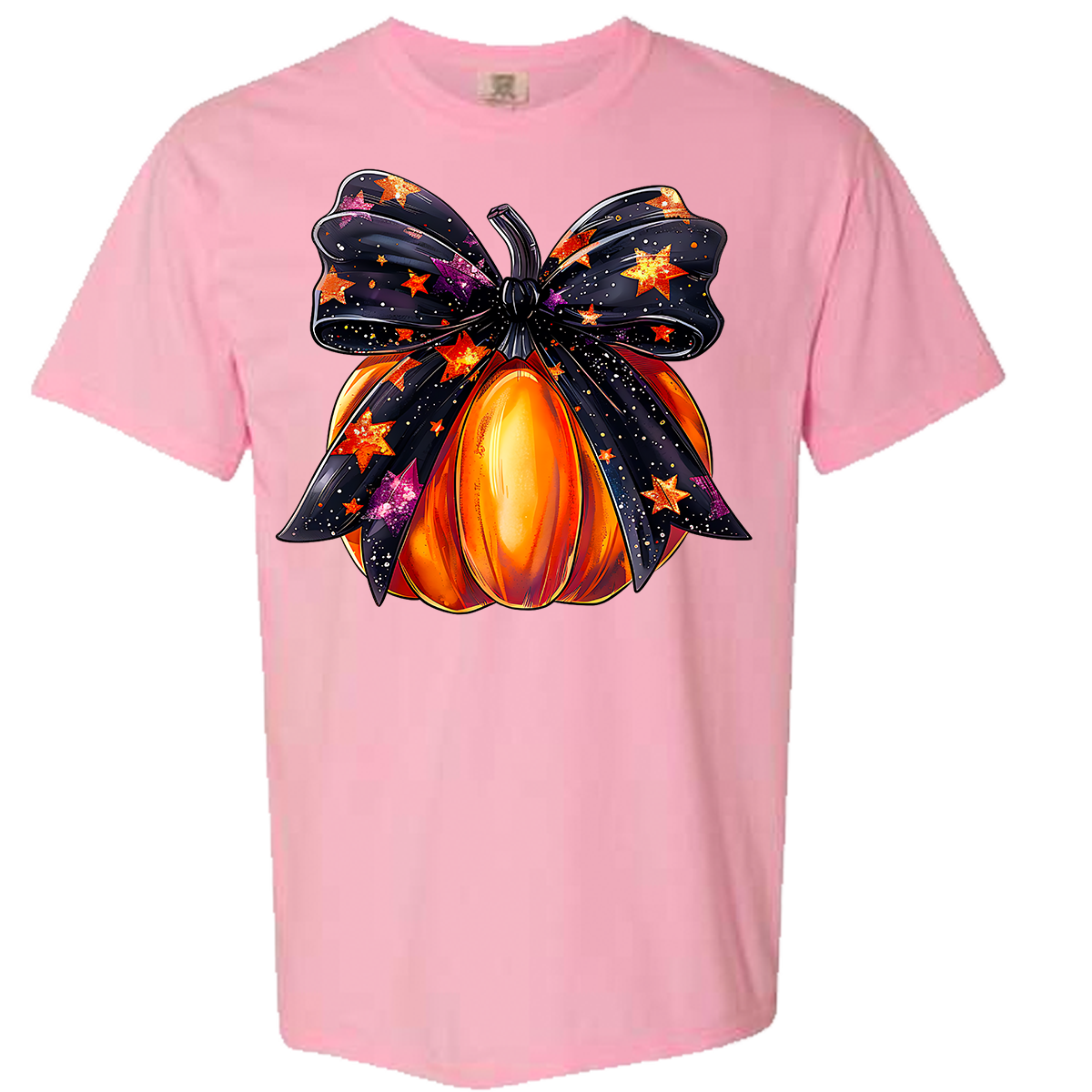 Halloween Pumpkin Bow Comfort Color Tee