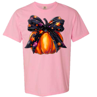 Halloween Pumpkin Bow Comfort Color Tee