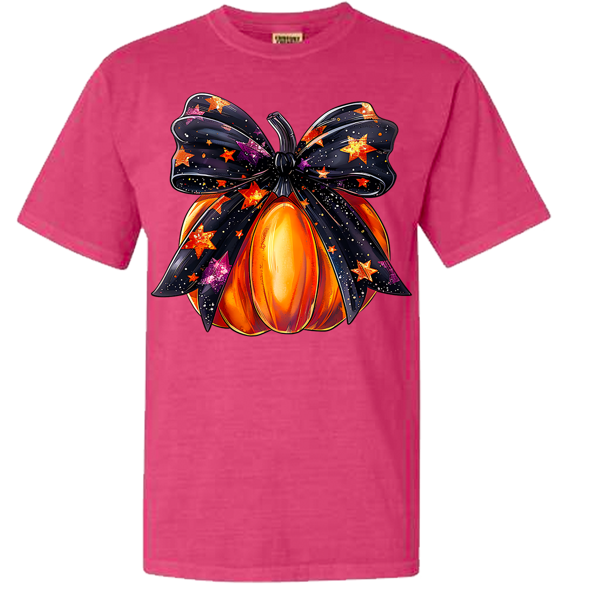 Halloween Pumpkin Bow Comfort Color Tee