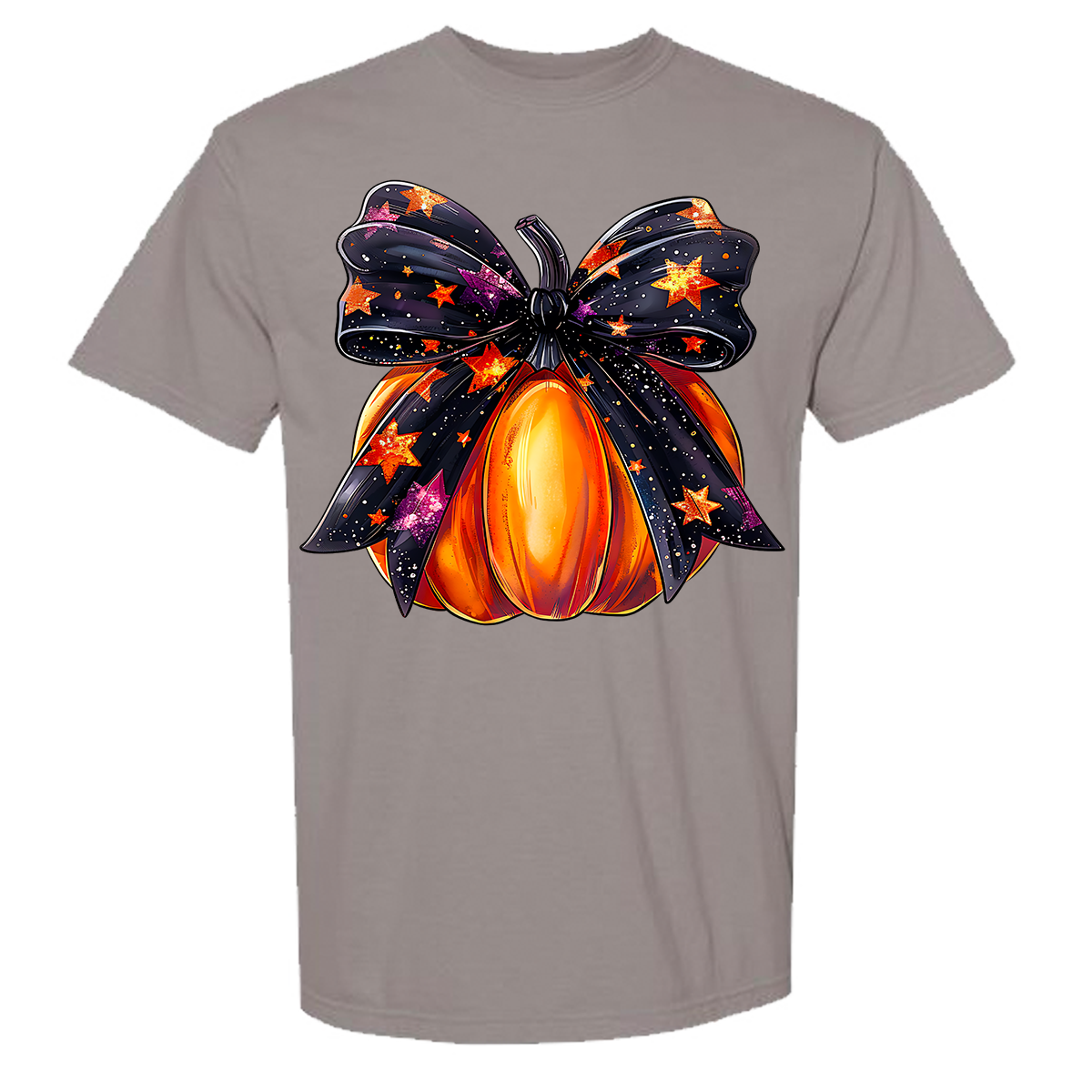 Halloween Pumpkin Bow Comfort Color Tee