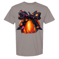 Halloween Pumpkin Bow Comfort Color Tee