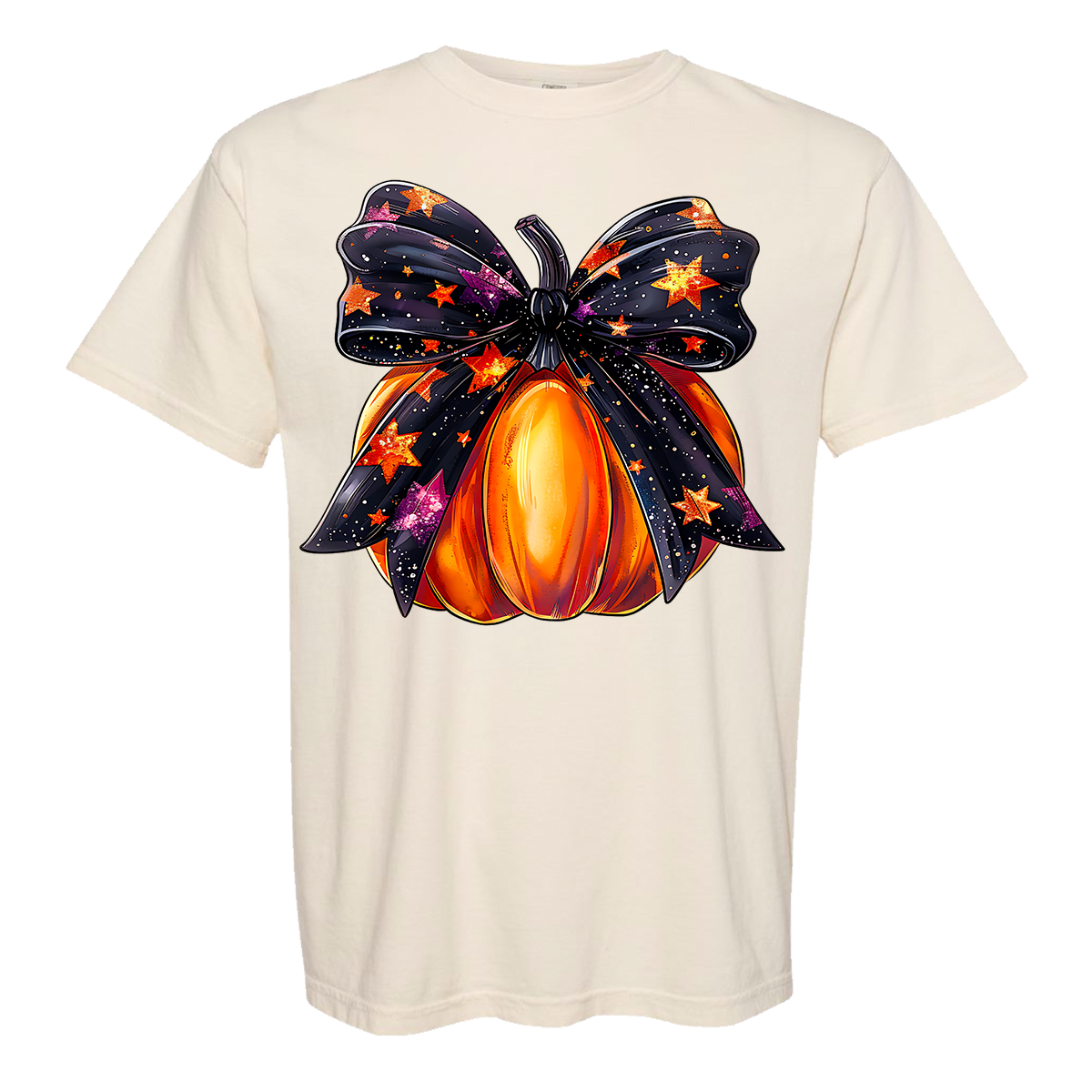 Halloween Pumpkin Bow Comfort Color Tee