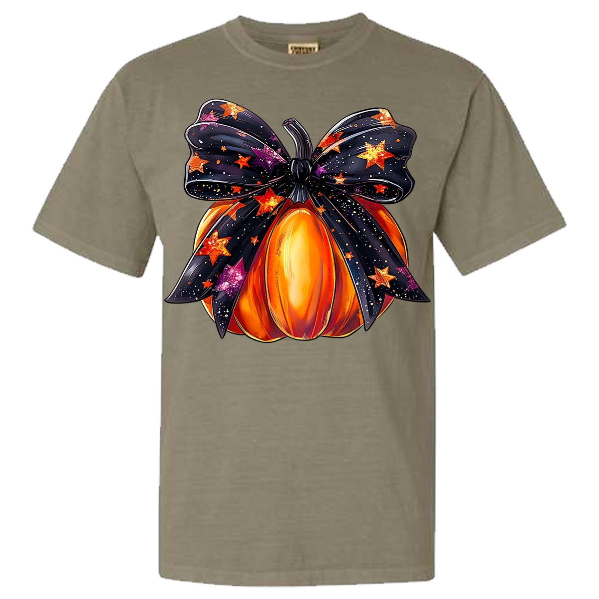 Halloween Pumpkin Bow Comfort Color Tee