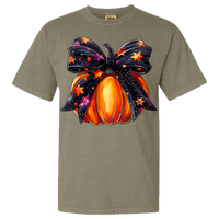 Halloween Pumpkin Bow Comfort Color Tee