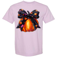 Halloween Pumpkin Bow Comfort Color Tee