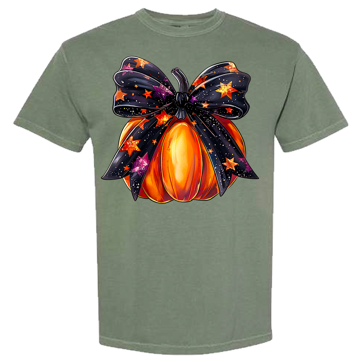 Halloween Pumpkin Bow Comfort Color Tee