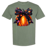 Halloween Pumpkin Bow Comfort Color Tee