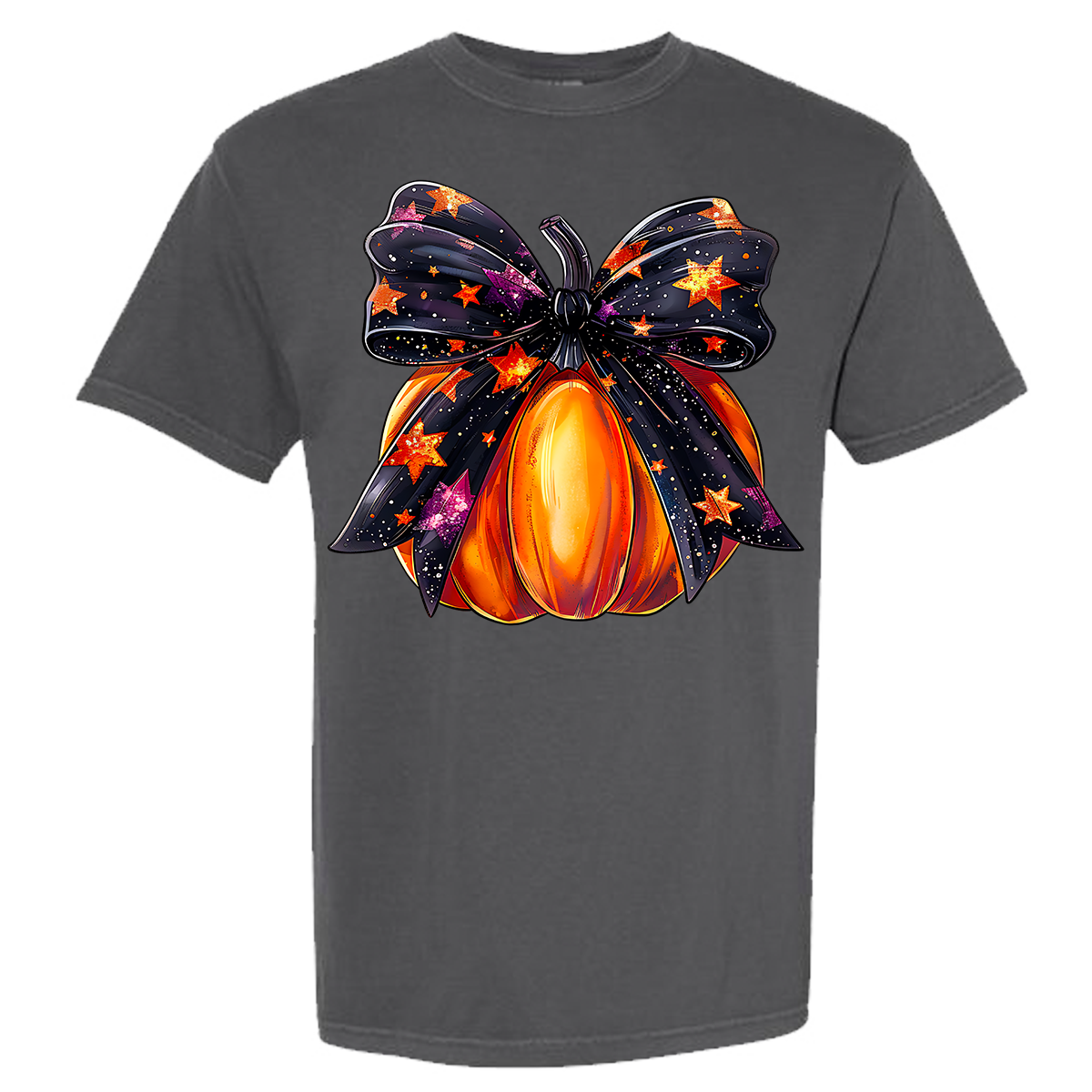 Halloween Pumpkin Bow Comfort Color Tee