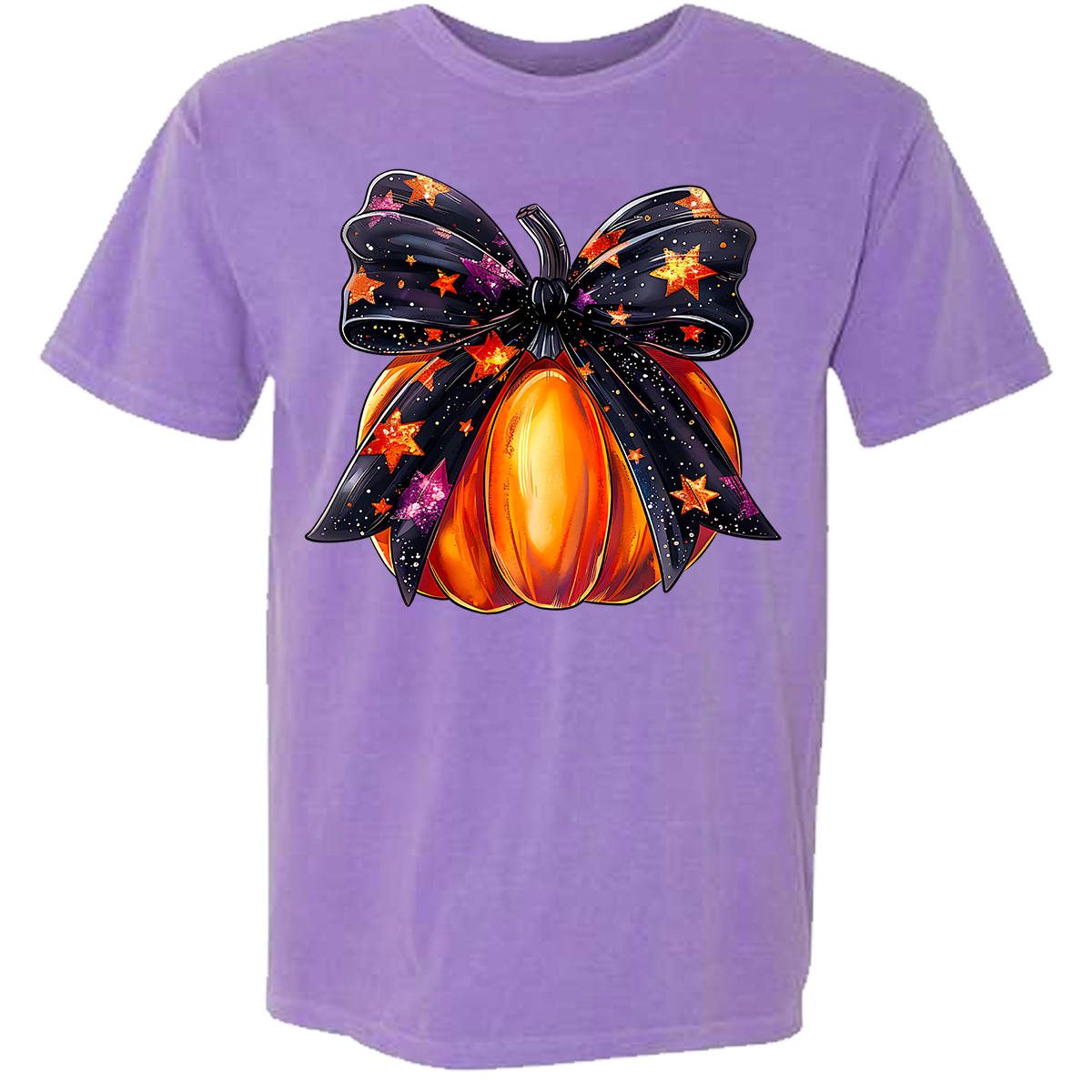 Halloween Pumpkin Bow Comfort Color Tee