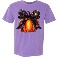 Halloween Pumpkin Bow Comfort Color Tee