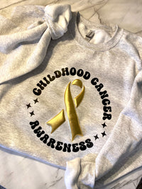 Childhood Cancer Awareness Puff Tee - Ash Grey