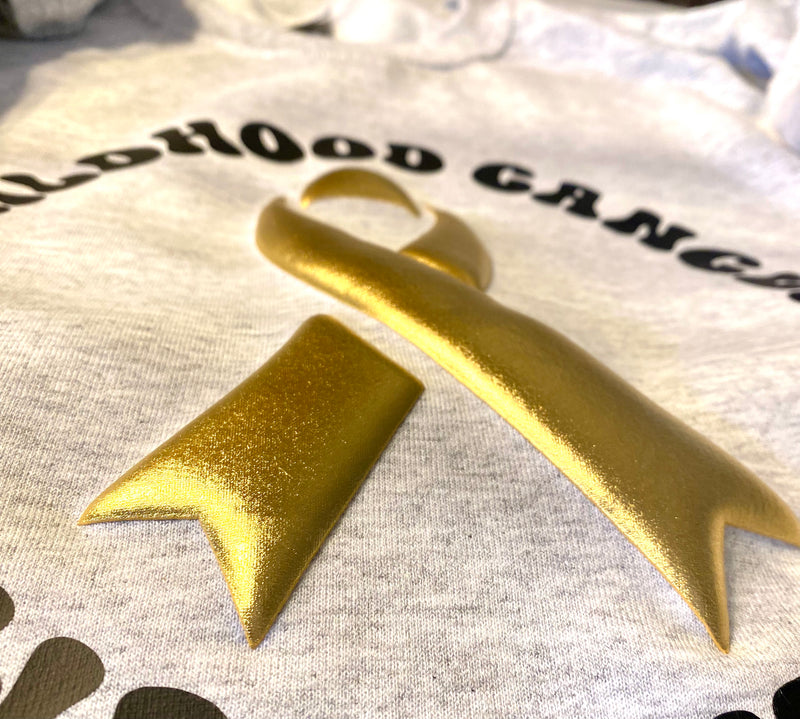 Childhood Cancer Awareness Puff Tee - Ash Grey