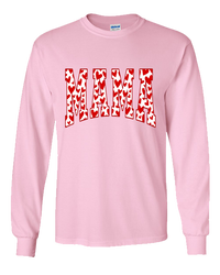 Mama Red Hearts Tee - Light Pink