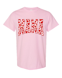 Mama Red Hearts Tee - Light Pink