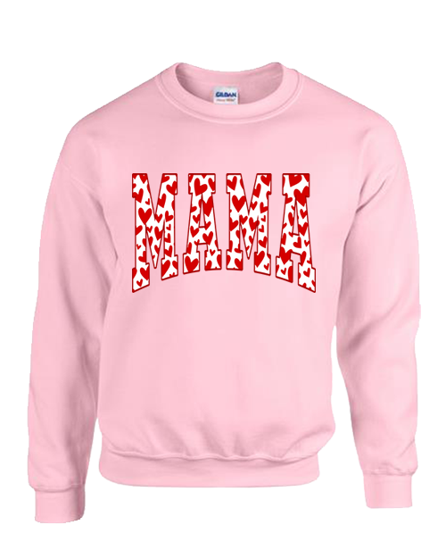 Mama Red Hearts Tee - Light Pink