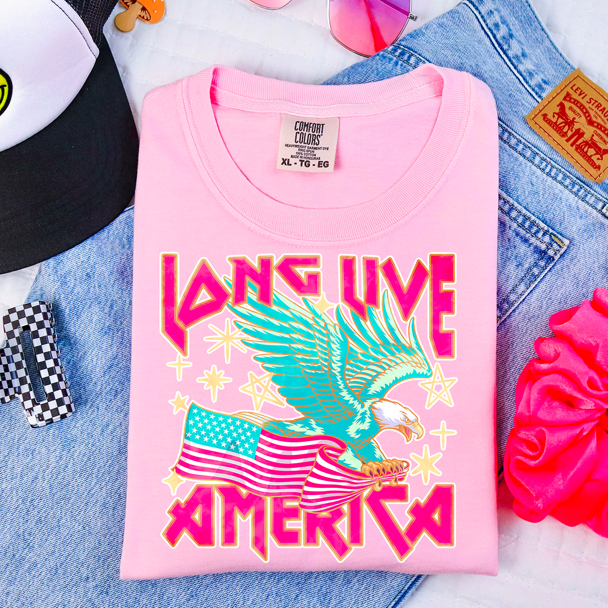 Long Live America Comfort Color Tee - Blossom