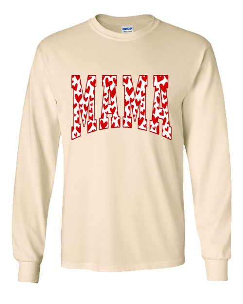 Mama Red Hearts Tee - Sand