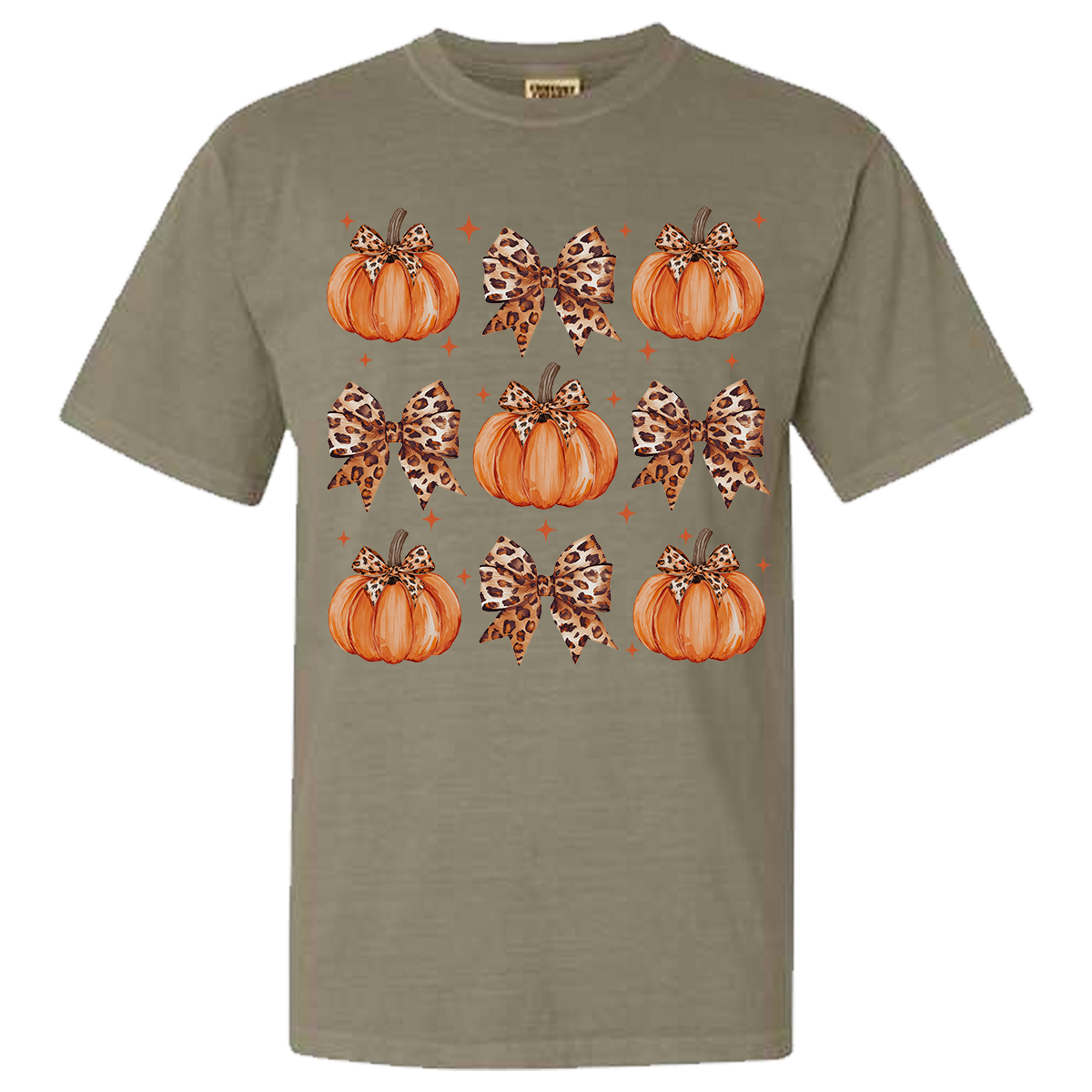 Leopard Pumpkin Collage Comfort Color Tee